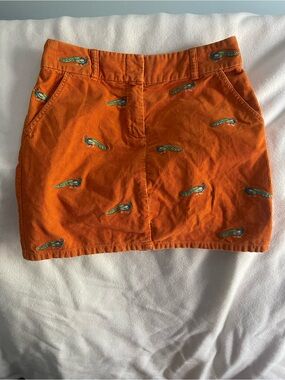 J Crew Orange Embroidered Corduroy Mini Skirt